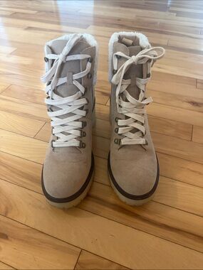Vici Tan Suede Lace-Up Shearling Boots